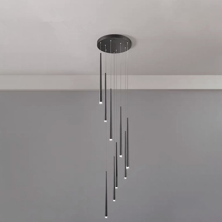 Sleek Black Tapered Tube Acrylic LED Chandelier for Kitchen Island Lighting