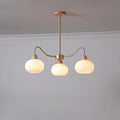Scandinavian Rubberwood & Glass Round Chandelier for Modern Living Room
