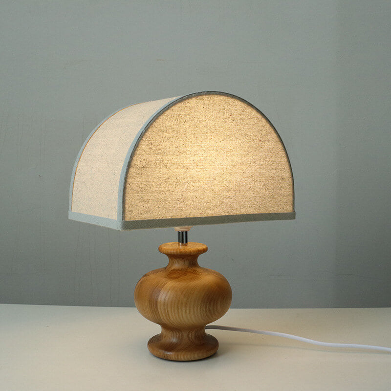 Wabi-sabi Vintage Solid Wood Fabric Table Lamp for Living Room Decor