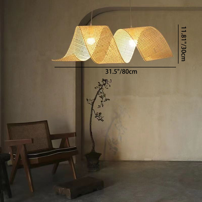 Elegant Bamboo Weaving Ribbon 2/3-Light Chandelier for Dining Rooms
