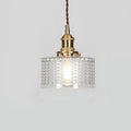 Traditional Japanese Brass Glass Round Pendant Light for Living Room