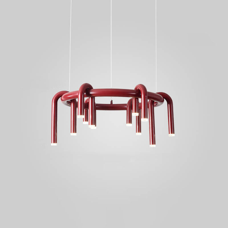 Modern Geometric Iron LED Chandelier for Stylish Living Room Decor