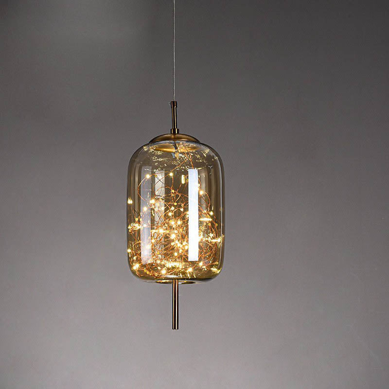 Scandinavian Contemporary Oval Glass Pendant Light for Bedroom Decor