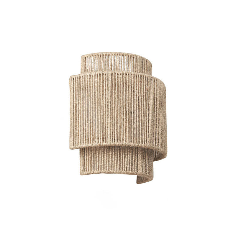 Rustic Japanese Rope Curved Wall Sconce Light for Living Room Decor