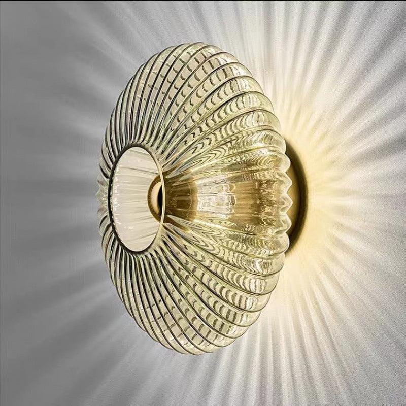Nordic Iron & Glass Round Disc Wall Sconce Lamp for Modern Living Room