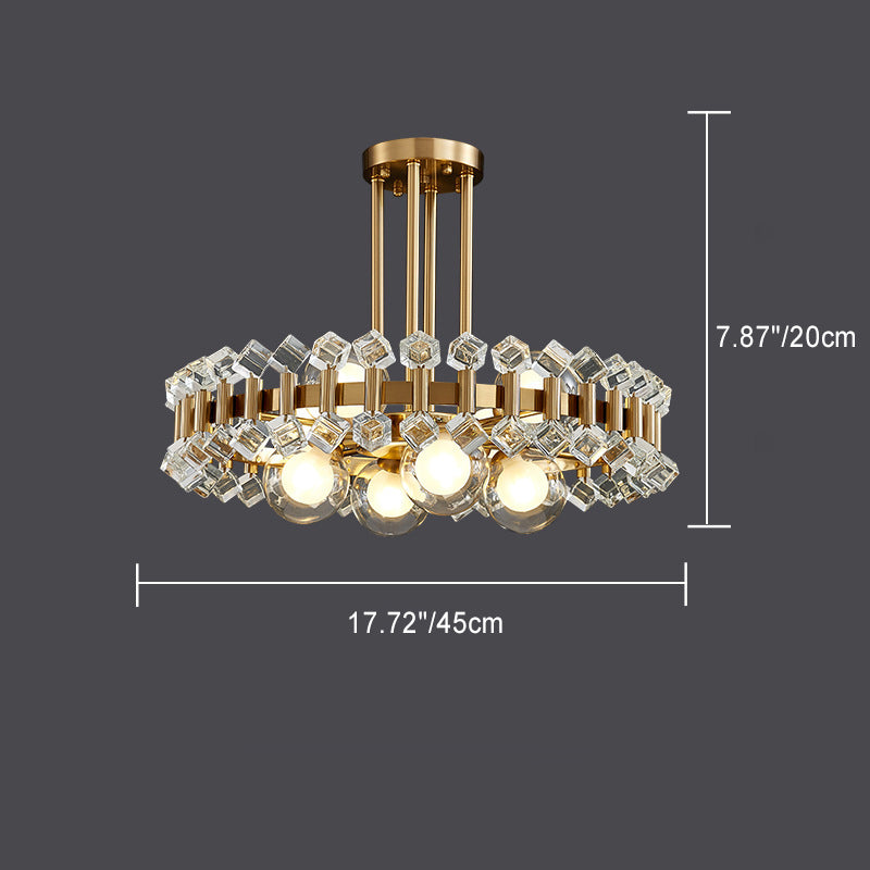 Modern Gold Finish Chandelier with Colorful Glass Shades for Living Room