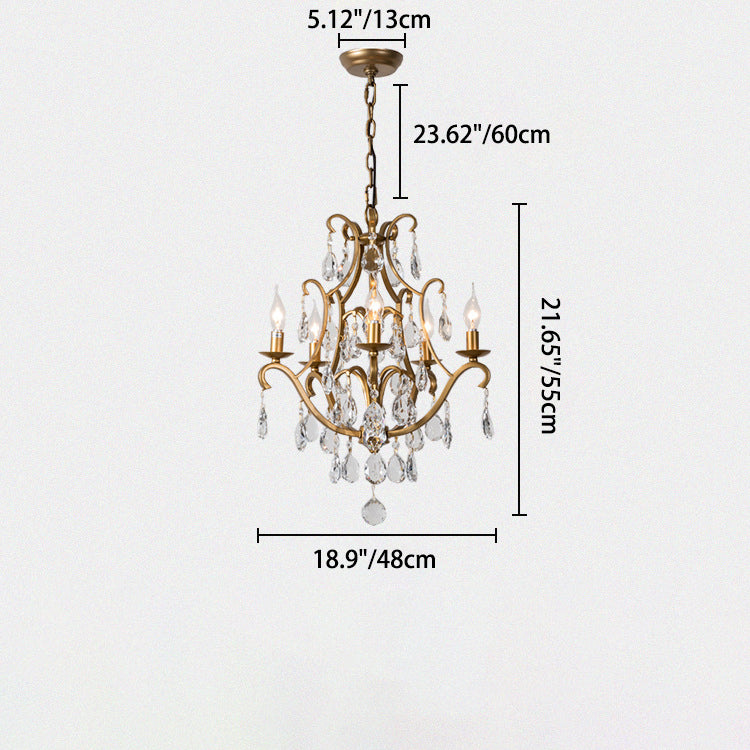 Classic French Crystal Candelabra Iron Chandelier for Living Room Elegance