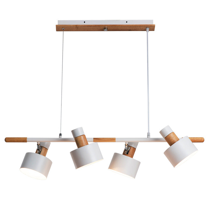 Nordic Minimalist 4-Light Macaron Color Wood & Iron Island Chandelier