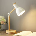 Nordic Iron Semi-Circular Table Lamp with Wooden Base for Study Room