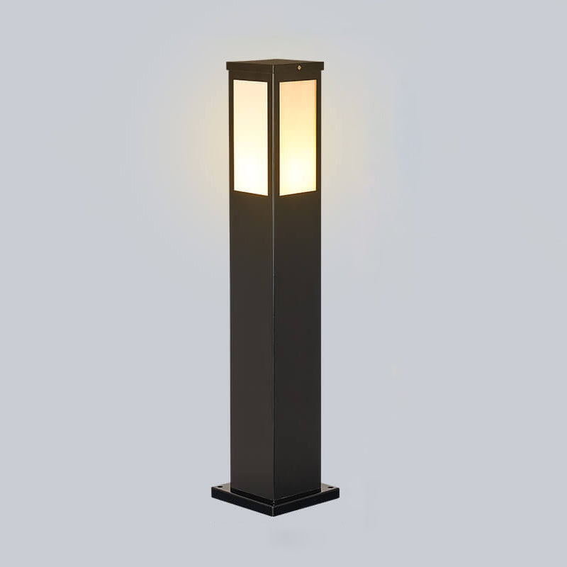 Contemporary Black Waterproof Solar Square Pathway Lantern for Outdoors