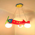 Modern Wood Airplane Glass 3-Light Chandelier for Bedroom Décor