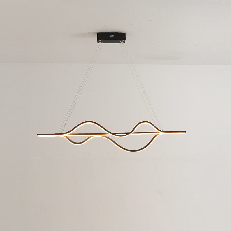 Sleek Black Metal LED Island Chandelier for Modern Kitchen Lighting