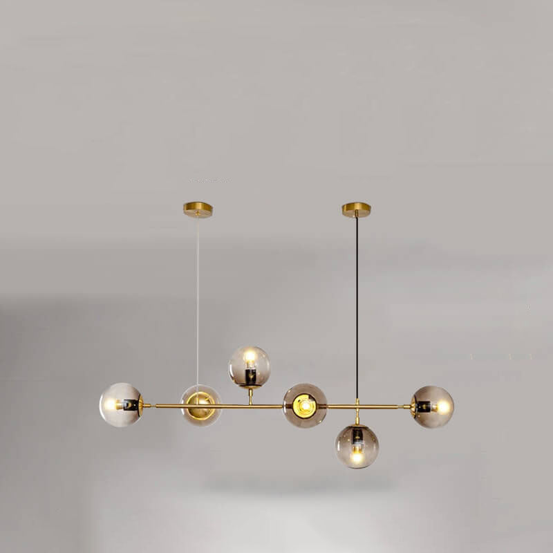 Vibrant Nordic Minimalist 6-Light Glass Orb Chandelier for Kitchen Island