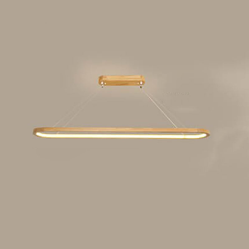 Modern Solid Wood Round LED Island Chandelier for Kitchen Dining Room