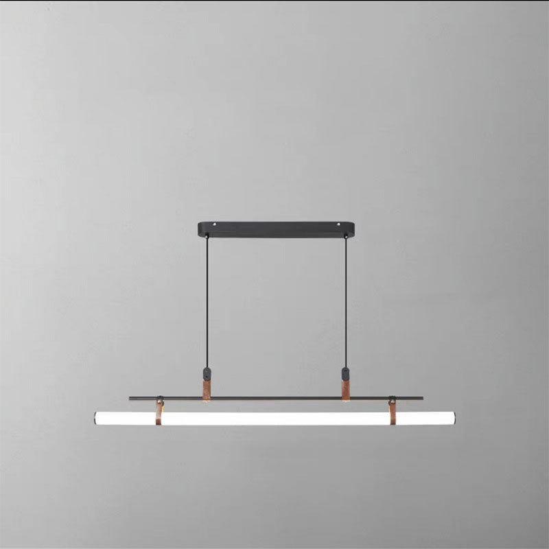 Sleek Black Iron & Acrylic LED Island Chandelier for Dining & Living Room