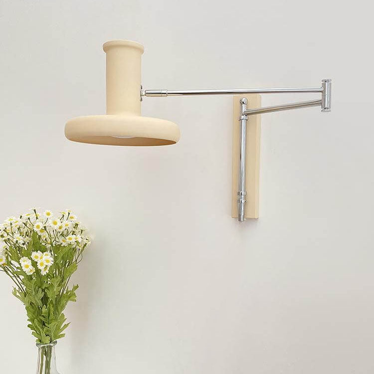 Beige Nordic Minimalist Swing Arm 1-Light Wall Sconce for Bedroom Decor