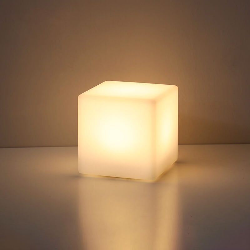 Geometric White Battery-Powered LED Table Lamp for Bedroom Decor