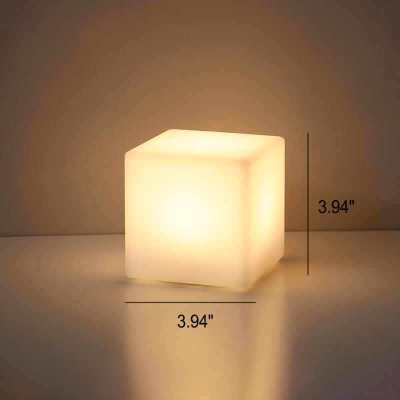 Geometric White Battery-Powered LED Table Lamp for Bedroom Decor
