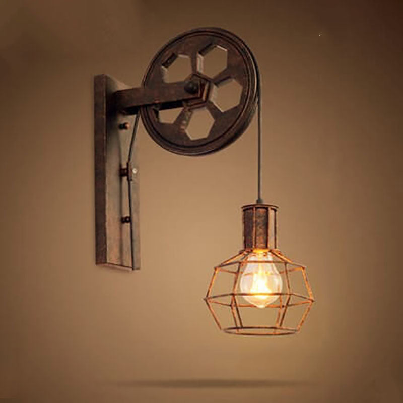 Rustic Iron Industrial 1-Light Wall Sconce Lamp for Vintage Home Decor