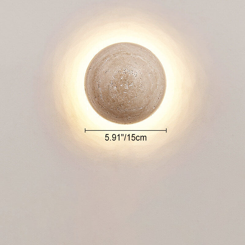 Elegant Yellow Travertine Wabi-Sabi LED Wall Sconce for Hallway Decor