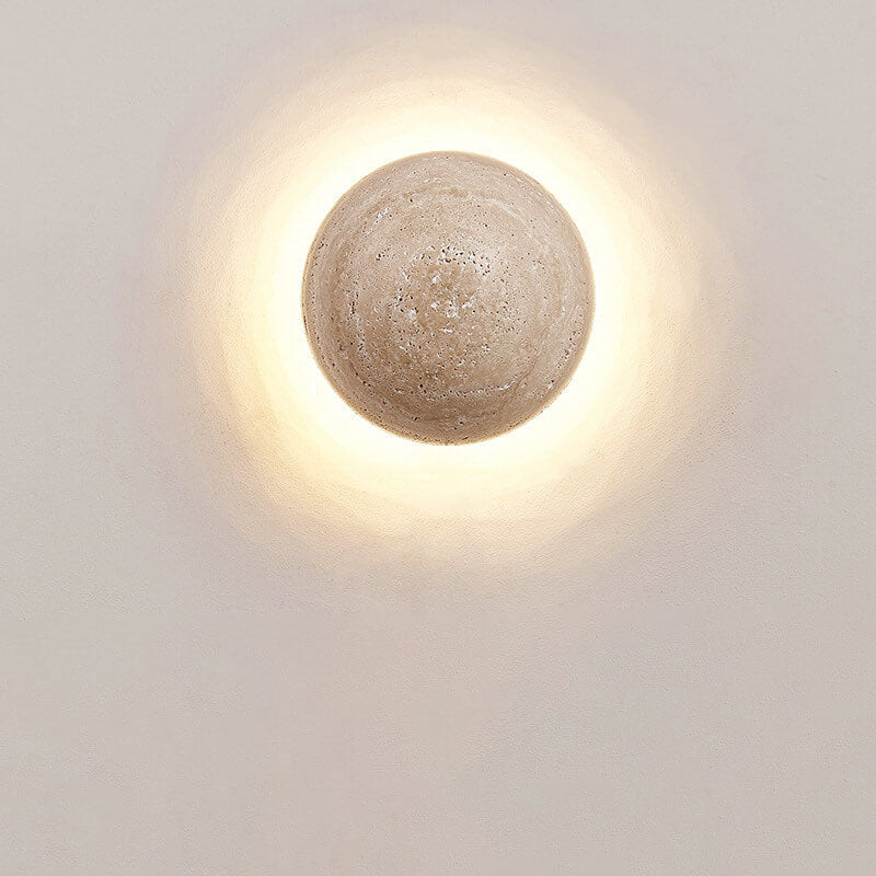 Elegant Yellow Travertine Wabi-Sabi LED Wall Sconce for Hallway Decor