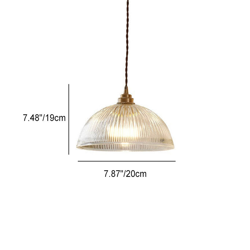 Sleek Clear Glass Dome Brass Pendant Light for Modern Dining Room