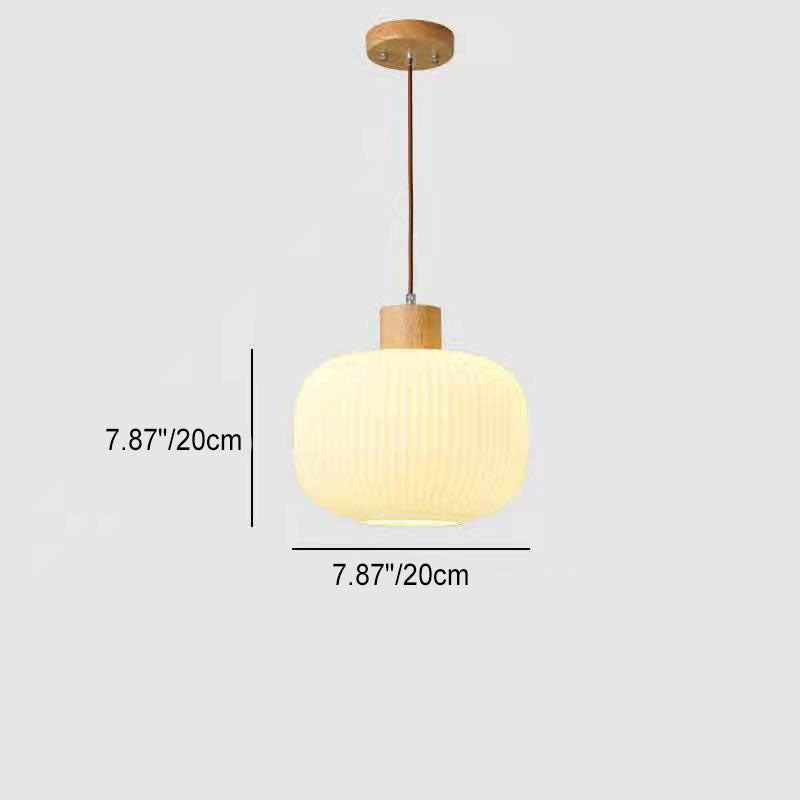 Rustic Japanese Wooden Strip Pendant Light for Living Room Island Lighting