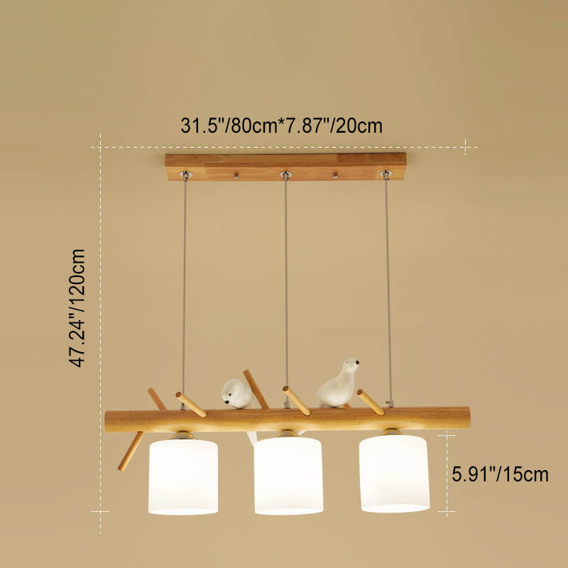 Nordic Minimalist Solid Wood Cylinder Chandelier for Dining Room