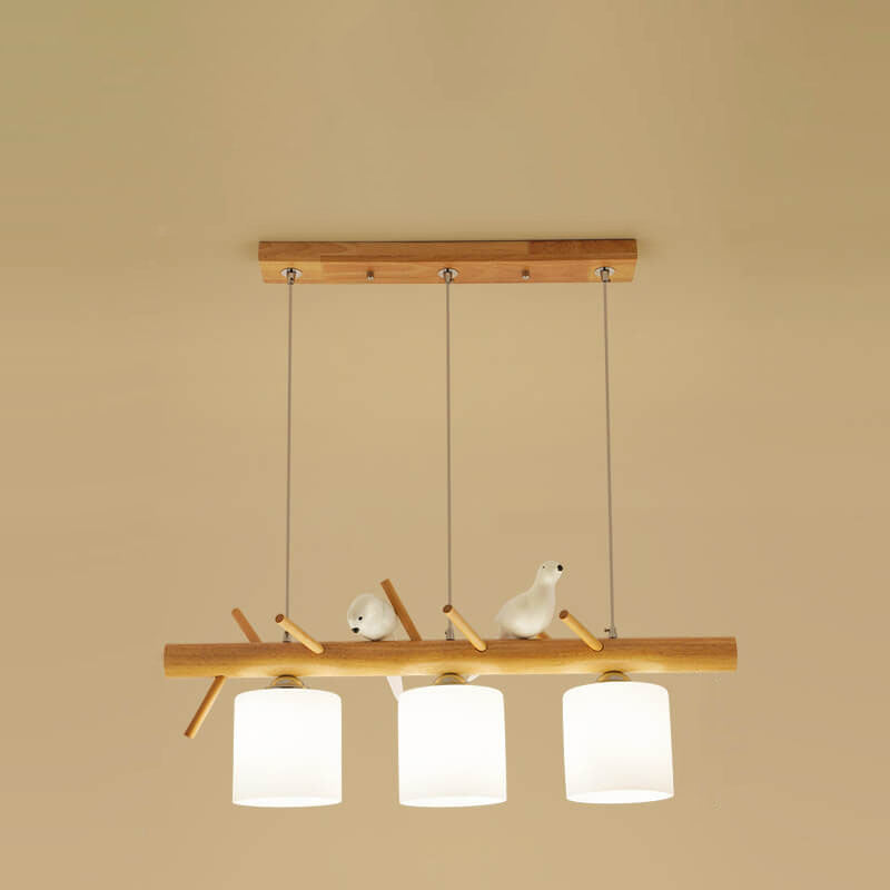 Nordic Minimalist Solid Wood Cylinder Chandelier for Dining Room