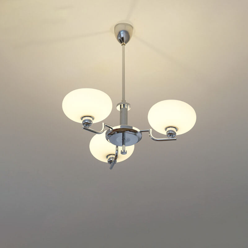 Traditional Vintage Milk White Glass Dome Chrome 3/5 Light Chandelier