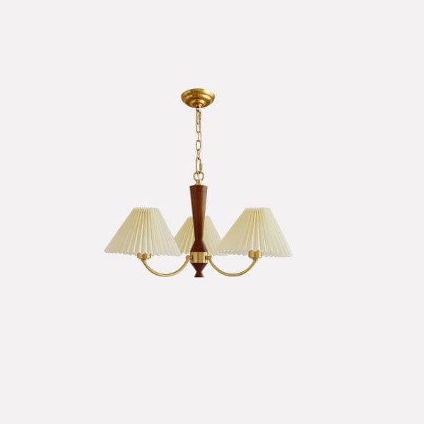 Nordic Retro Style Copper Pleated Chandelier for Living Room 3/5-Light