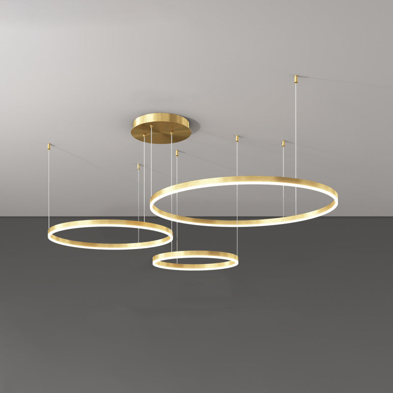 Sleek Black Multi-Tier LED Circle Chandelier for Modern Living Room Decor