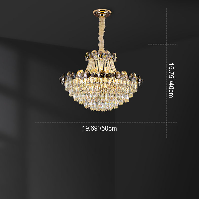 Modern Crystal Half Round Ball Iron Chandelier for Living Room, 8-24 Lights
