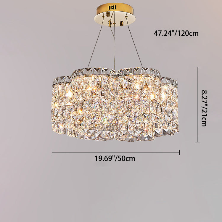 Sleek Stainless Steel Flower Crystal LED Chandelier for Living Room