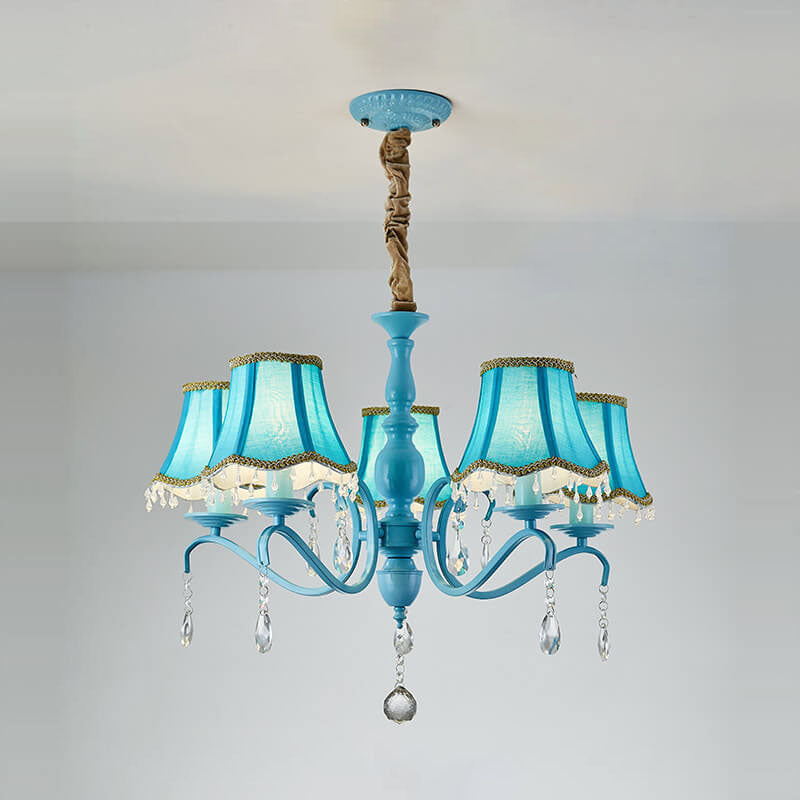 Elegant Modern Iron and Crystal Chandelier for Dining or Living Room