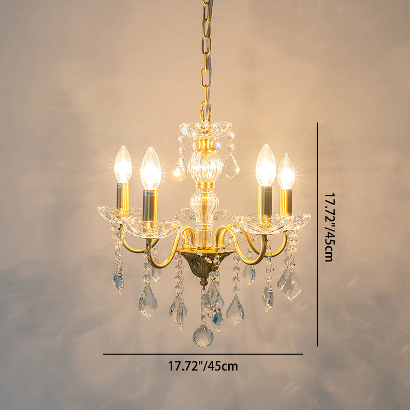 Elegant Brass and Crystal 5/6/8-Light French Candelabra Chandelier for Living Room