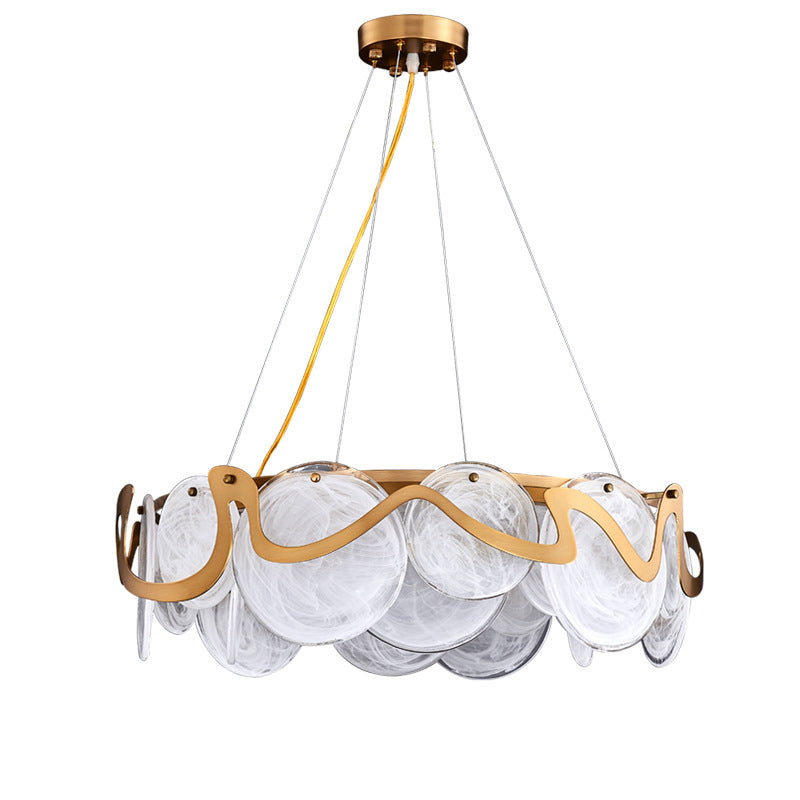 Modern Gold Finish Glass Cloud Texture Chandelier for Living Room 8/10 Lights