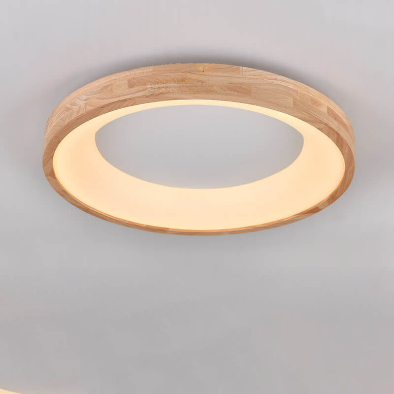 Scandinavian Style Natural Wood LED Flush Mount Ceiling Light for Hallway