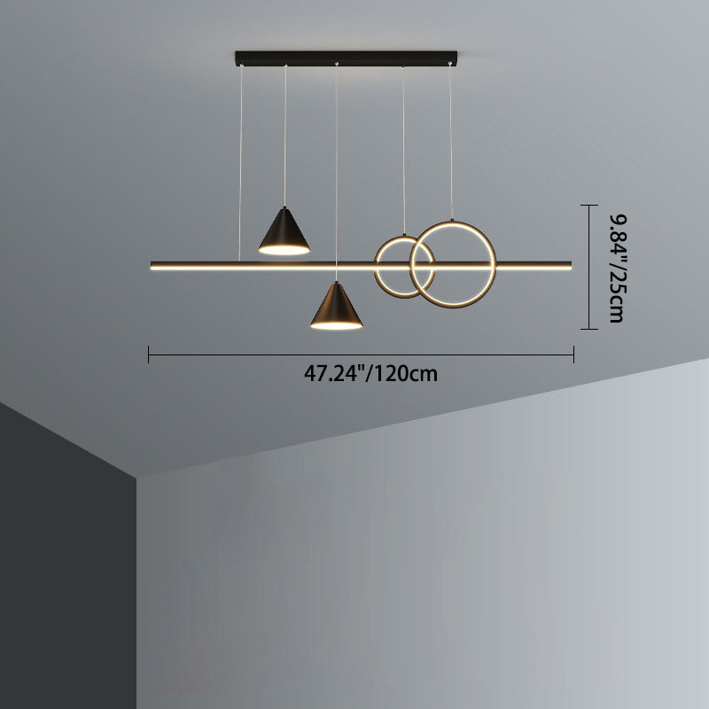 Contemporary Black Iron & Acrylic LED Chandelier for Dining Room Island