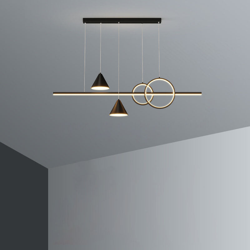 Contemporary Black Iron & Acrylic LED Chandelier for Dining Room Island
