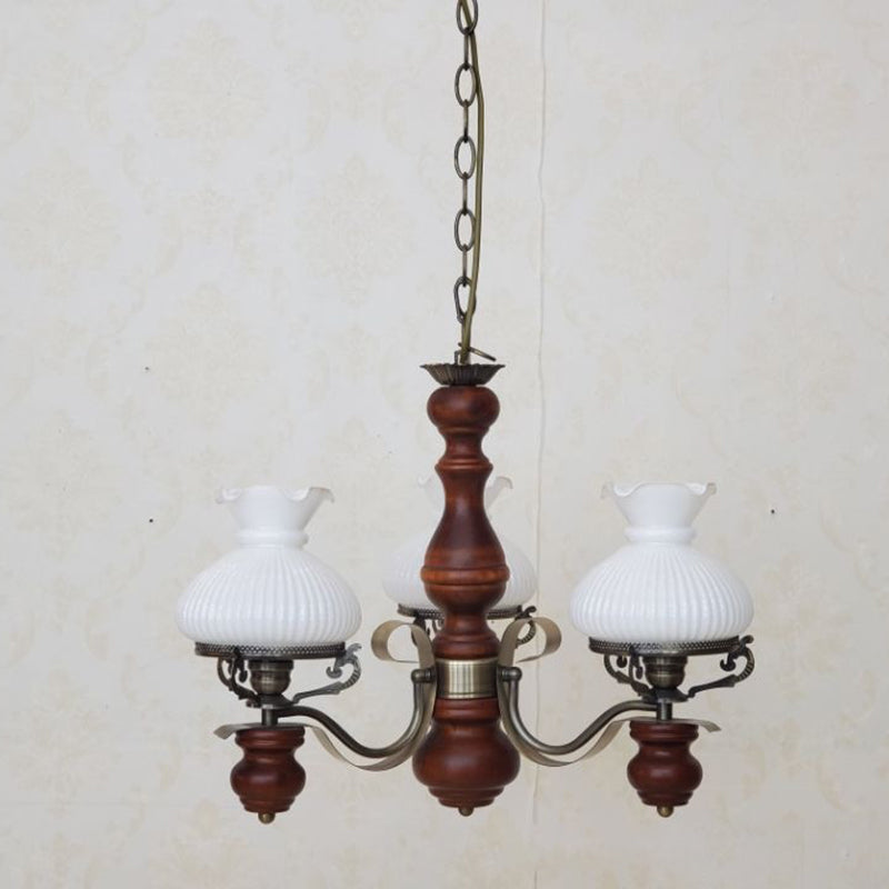 Rustic Iron and Wood 3-Light Candelabra Chandelier for Living Room