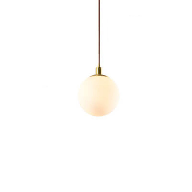 Modern White Orb 1-Light Pendant Fixture for Bedroom Nordic Minimalism