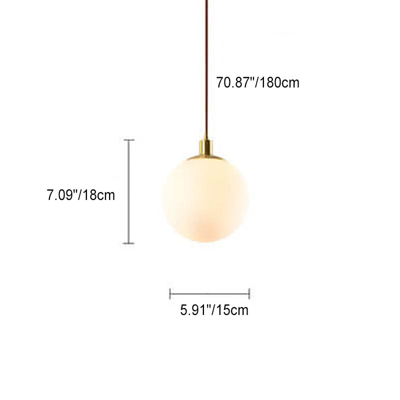 Modern White Orb 1-Light Pendant Fixture for Bedroom Nordic Minimalism