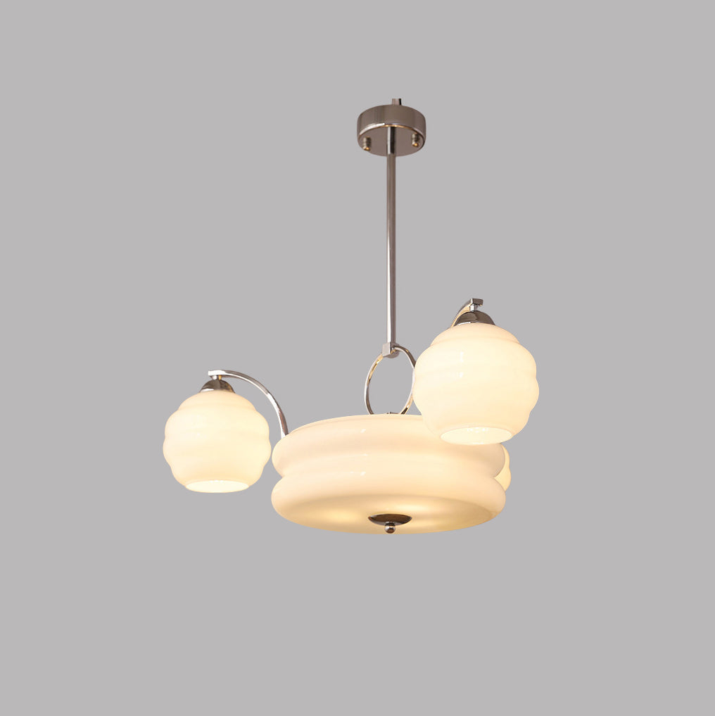 Mid-Century Modern Iron and Glass Orb Chandelier for Living Room 4/6/8 Light