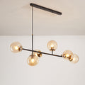 Modern Black Iron & Glass 6-Light Island Chandelier for Dining Room