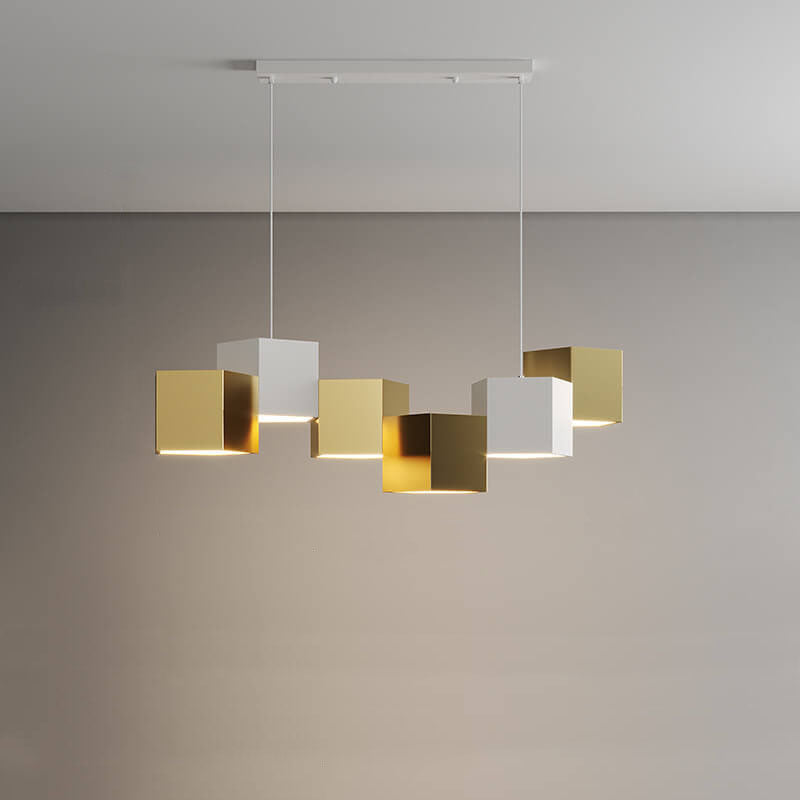 Stylish Multi-Color Geometric Iron LED Macaron Chandelier for Living Room