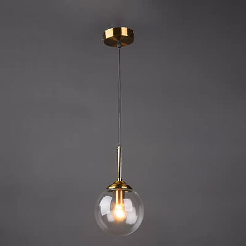 Nordic Copper Glass Spherical Island Light Chandelier for Dining Room
