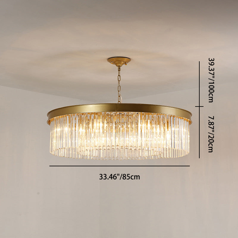 Modern Iron 8-Light Round Crystal Chandelier for Luxurious Living Room