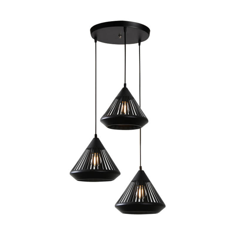 Modern Black Iron Hollow Diamond Chandelier Pendant for Kitchen Island