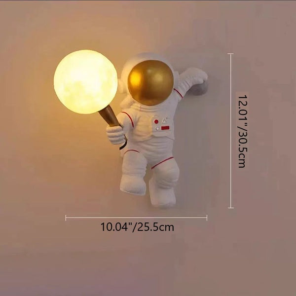Modern Cartoon Astronaut Resin Wall Sconce Lamp for Kids' Bedroom